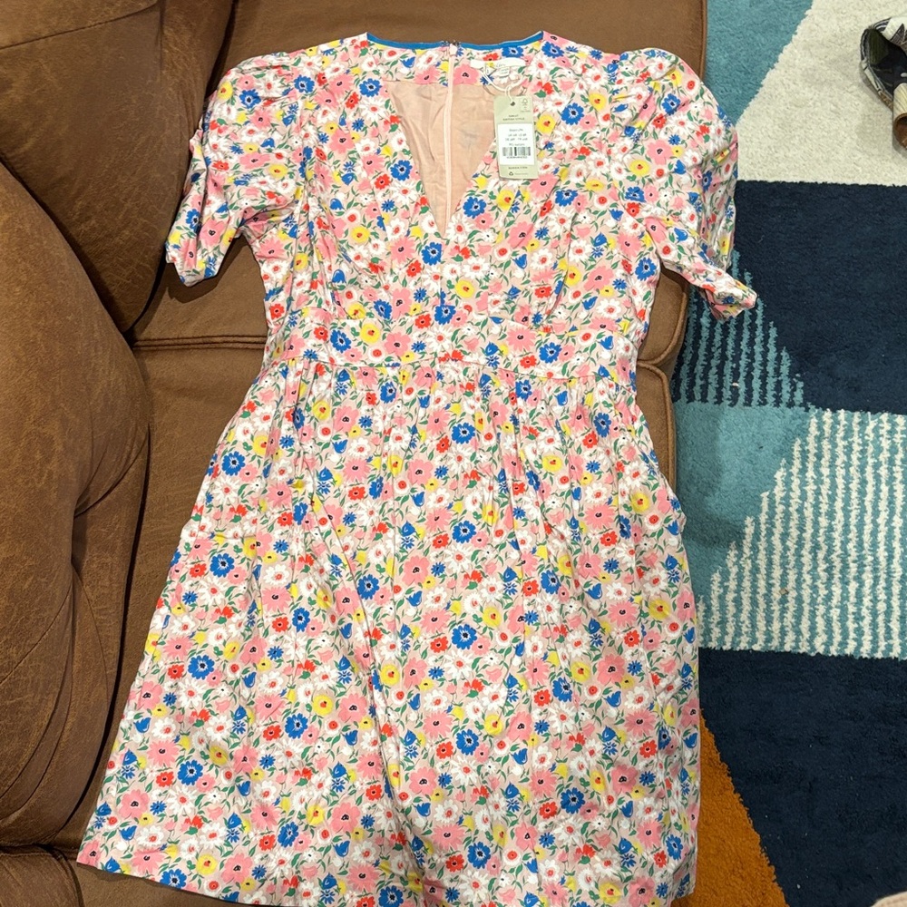 Boden Floral Mini Dress in Pink, Blue, Yellow